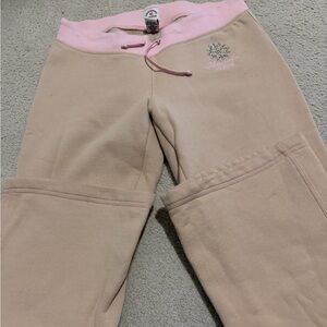 Rare Abercrombie Fitch Tan Sweatpants w/Embellish snowflake & board bum on butt